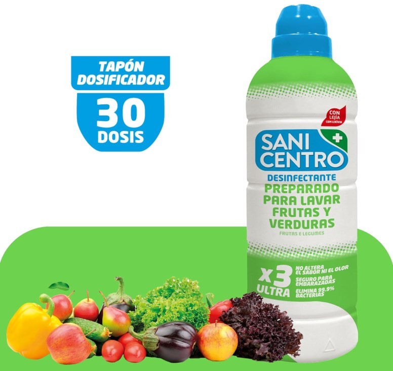 Sanicentro Desinfectante para Frutas y Verduras 750 ml - Higiene Total para tus Alimentos Frescos