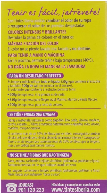Iberia Tinte para Ropa Rosa 40°C - Dale Vida a Tus Prendas con Color Brillante y Duradero