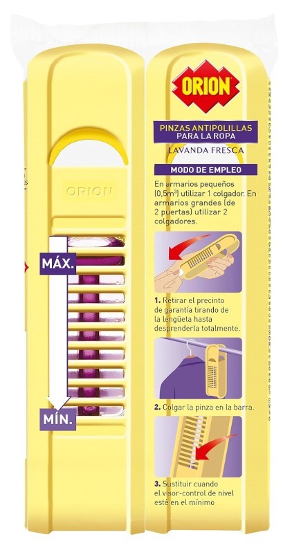 Orion Pinzas Antipolillas y Antiácaros Lavanda Fresca 2U - Protección Total con Aroma Delicado