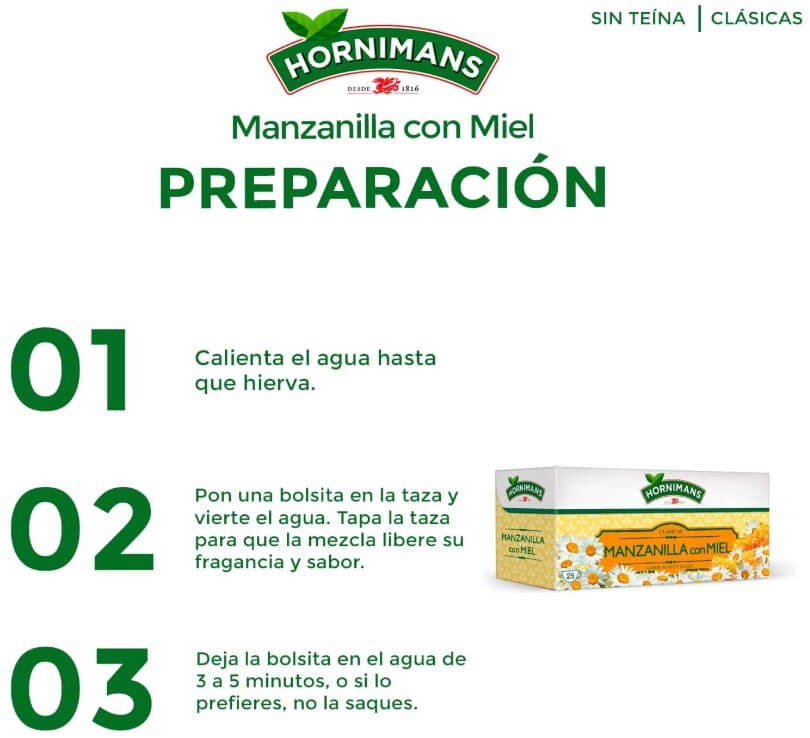 Hornimans Manzanilla con Miel 25 Sobres - Sabor Suave y Relajante en Cada Taza