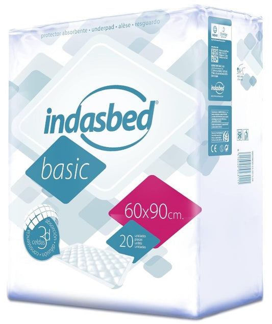 Indasbed Protectores Absorbentes Desechables Basic 60x90 cm 20U - Salvacamas con Protección Total para el Cuidado Diario