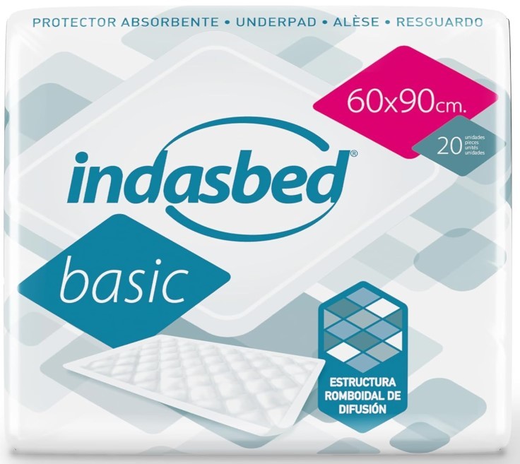 Indasbed Protectores Absorbentes Desechables Basic 60x90 cm 20U - Salvacamas con Protección Total para el Cuidado Diario