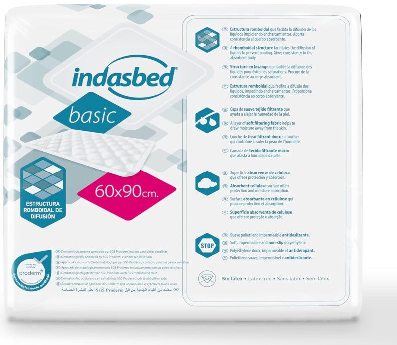 Indasbed Protectores Absorbentes Desechables Basic 60x90 cm 20U - Salvacamas con Protección Total para el Cuidado Diario