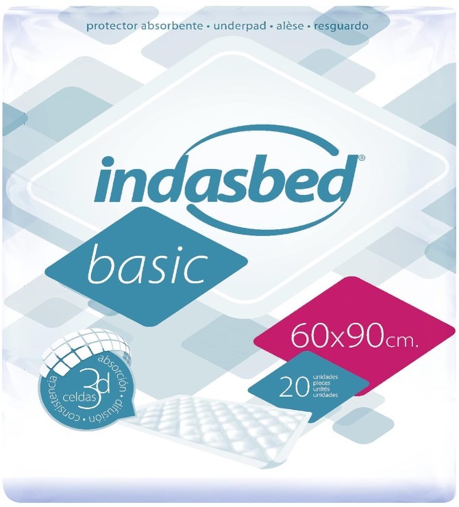 Indasbed Protectores Absorbentes Desechables Basic 60x90 cm 20U - Salvacamas con Protección Total para el Cuidado Diario