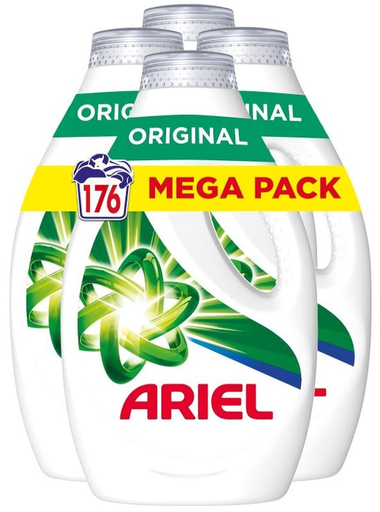 Ariel Detergente Lavadora Líquido Pack Ahorro 4 x 36+8 Lavados – Limpieza Eficaz Incluso en Agua Fría