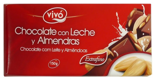Vivó Chocolate con Leche y Almendras Extrafino 150G