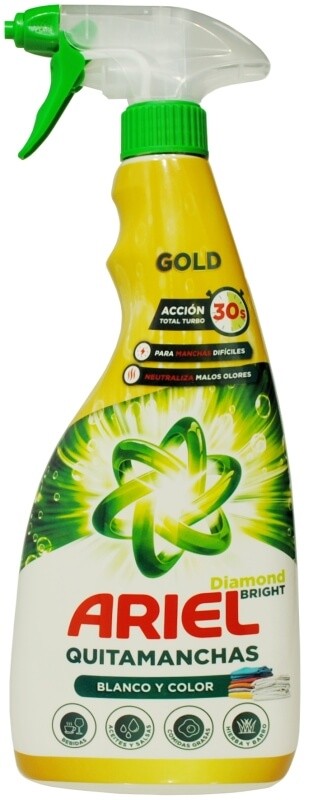 Ariel Diamond Bright Quitamanchas Blanco y Color 750 ml – Elimina Manchas Difíciles con Resultados Visibles en 30 Segundos