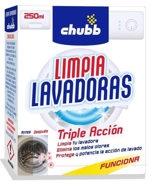 Chubb Limpiador de Lavadoras 250 ml – Triple Acción para una Lavadora Limpia, Eficiente y Sin Olores