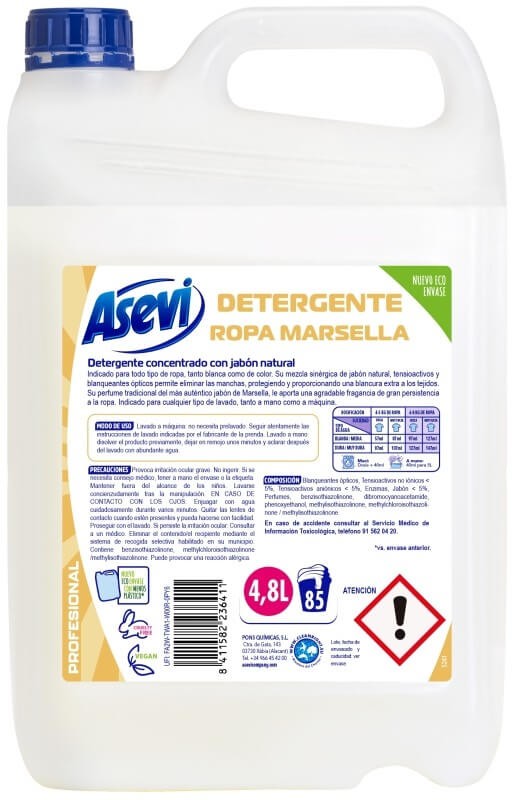 Detergente Ropa Marrsella 85D 4,8L - Limpieza Profunda y Perfume Duradero