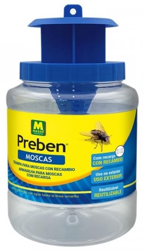 Preben Trampa para Moscas Reutilizable con Recambio – Control Natural y Eficaz para Zonas Exteriores