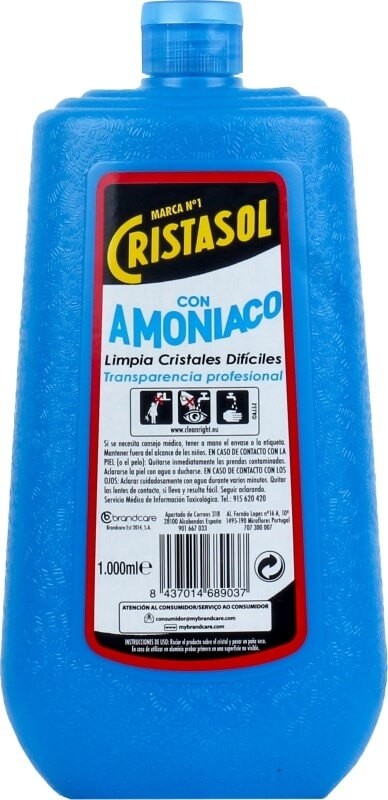 Cristasol con Amoniaco 1L -Limpia Cristales Difíciles