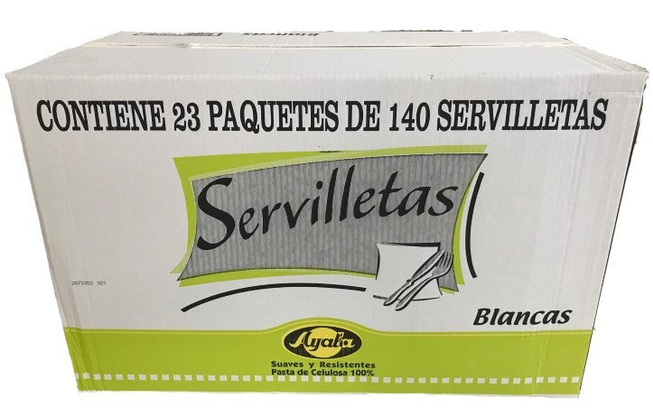 Ayala Servilletas Blancas Caja Pack 23x140U – Total 3220U - Suavidad, Resistencia y Ahorro para tu Negocio o Hogar