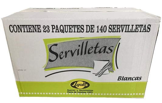 Ayala Servilletas Blancas Caja Pack 23x140U – Total 3220U - Suavidad, Resistencia y Ahorro para tu Negocio o Hogar