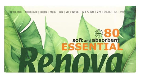 Renova Essential Pañuelos Faciales Blancos 80U – Suavidad y Absorción para tu Piel Cada Día