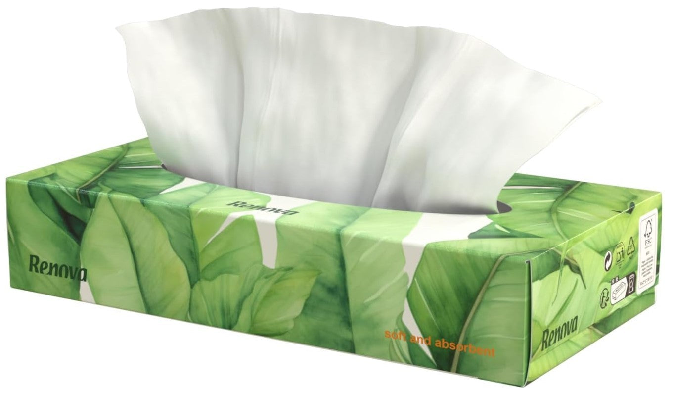 Renova Essential Pañuelos Faciales Blancos 80U – Suavidad y Absorción para tu Piel Cada Día