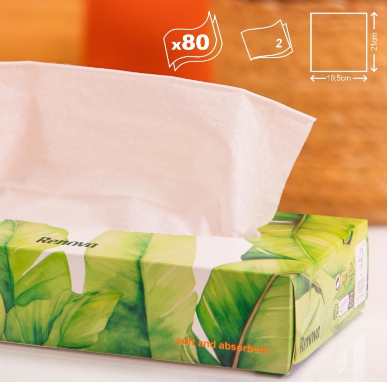 Renova Essential Pañuelos Faciales Blancos 80U – Suavidad y Absorción para tu Piel Cada Día