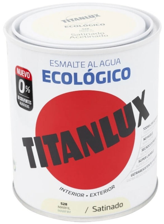 Titanlux Esmalte Al Agua Ecológico Interior y Exterior Marfil Satinado 528 750 Ml