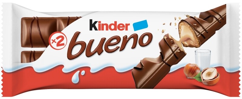 Kinder Bueno Chocolate con Leche y Relleno de Avellana 43 g – Placer Irresistible en Cada Mordisco