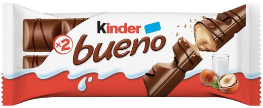 Kinder Bueno Chocolate con Leche y Relleno de Avellana 43 g – Placer Irresistible en Cada Mordisco