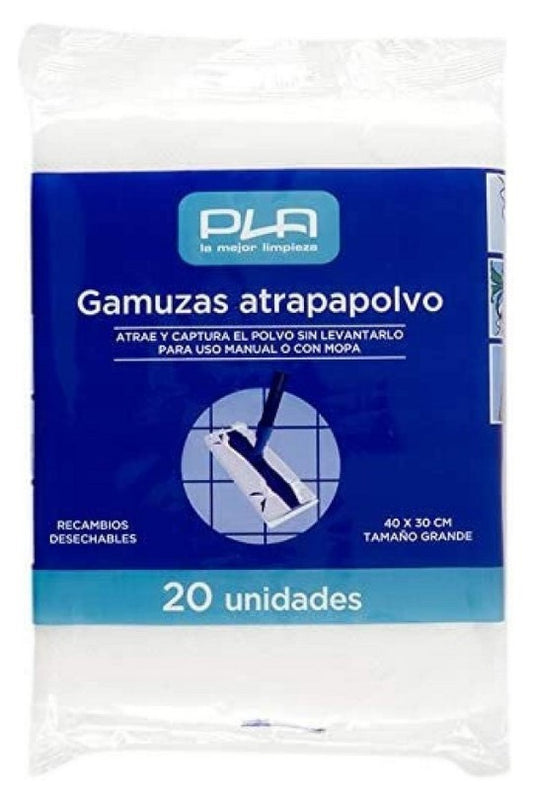 PLA Gamuzas Atrapapolvo 40x30 cm 20U – Limpieza Eficiente y Sin Esfuerzo para Todo el Hogar