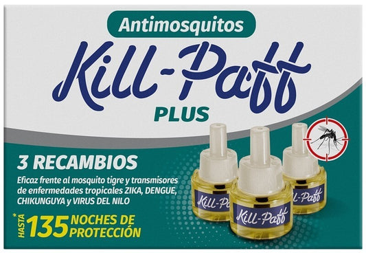 Kill-Paff Plus Recambios Antimosquitos 3 Unidades – Hasta 135 Noches de Protección Eficaz contra Mosquitos Tropicales