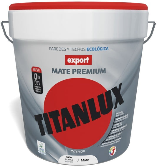 Titanlux Export Mate Premium Pintura Interior Blanca 4L - Cobertura Impecable y Ecológica para Paredes y Techos