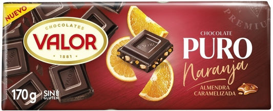 Valor Chocolate Puro Naranja Almendra Caramelizada 170G