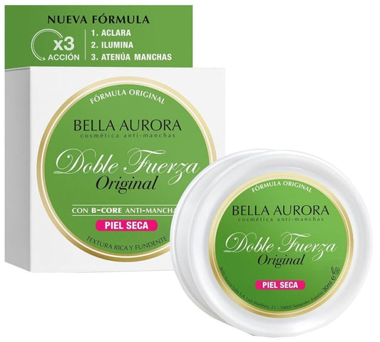 Bella Aurora Doble Fuerza Crema Piel Seca 30 ml – Nutrición y Luminosidad para una Piel Sin Manchas