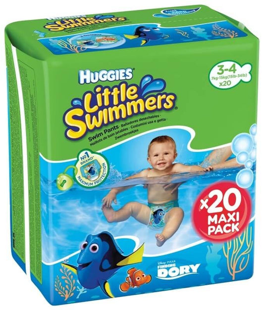 Huggies Little Swimmers Talla 3-4 7-15 kg 20U – Bañadores Desechables para Bebés con Máxima Protección en el Agua