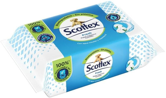 Scottex Fresh Papel Higiénico Húmedo 74U – Higiene Refrescante y Biodegradable con Agua Micelar y Vitamina E