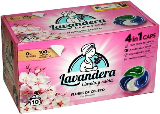 Lavandera Flores de Cerezo Cápsulas de Detergente 10U – Limpieza Profunda con Aroma Floral Irresistible