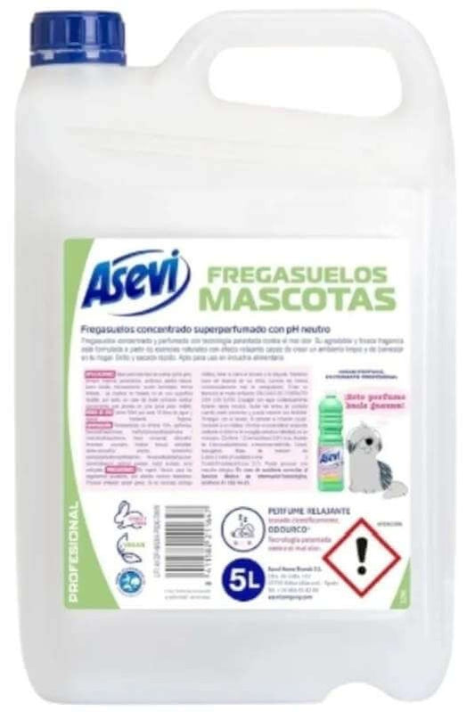 Asevi Fregasuelos Mascotas 5L – Limpieza Higiénica y Perfume Relajante, Especial para Hogares con Animales