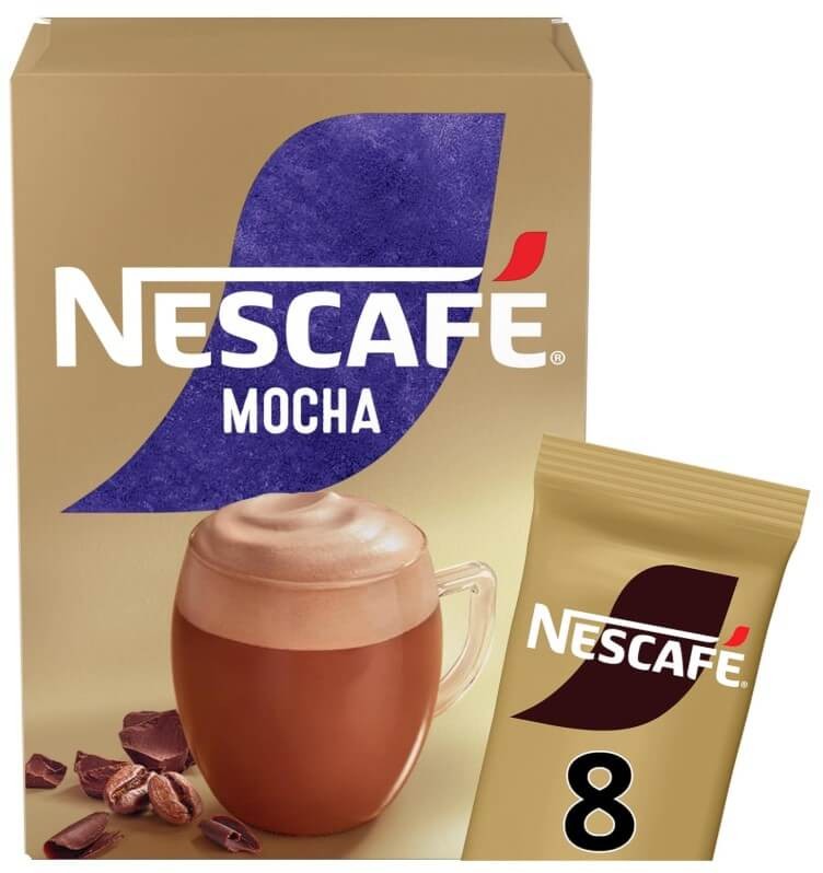 Nescafé Mocha Café Soluble Pack de 6 Total 48 Sobres – Café Cremoso con Sabor a Chocolate en Formato Práctico