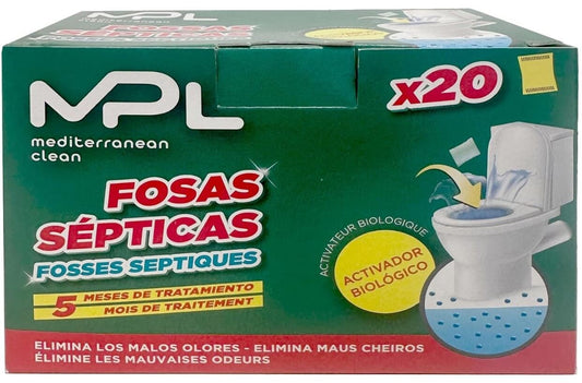 MPL Hogar Activador Biológico Fosas Sépticas 400 g 20U – 5 Meses de Tratamiento Eficaz Contra Olores y Atascos