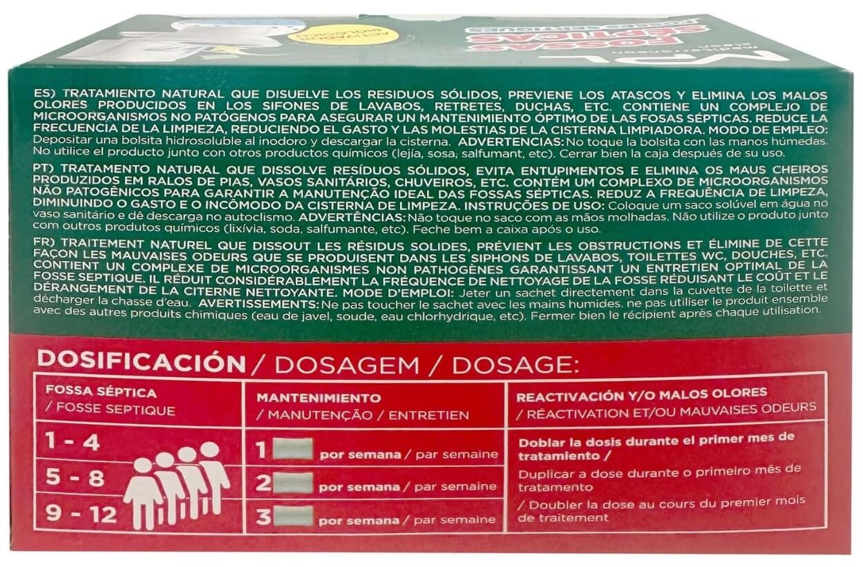 MPL Hogar Activador Biológico Fosas Sépticas 400 g 20U – 5 Meses de Tratamiento Eficaz Contra Olores y Atascos