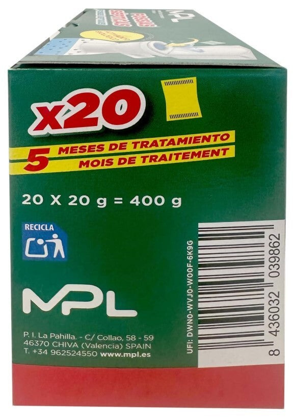 MPL Hogar Activador Biológico Fosas Sépticas 400 g 20U – 5 Meses de Tratamiento Eficaz Contra Olores y Atascos