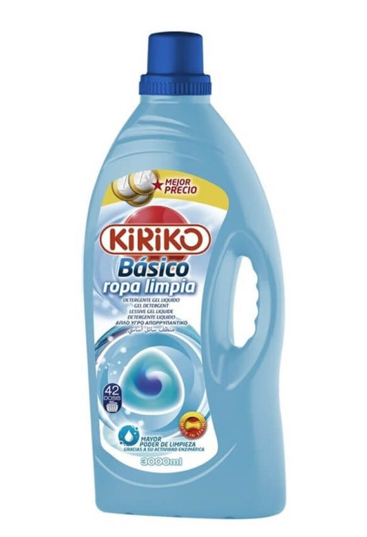 Kiriko Detergente Líquido Básico Ropa Limpia 3L