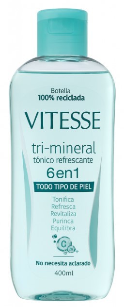 Vitesse Tónico Refrescante Tri-Mineral 6 en 1 400 ml – Limpieza, Hidratación y Energía para Todo Tipo de Piel