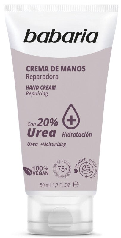 Babaria Crema de Manos Reparadora con 20% Urea 50 ml – Hidratación Intensa y Cuidado Vegano