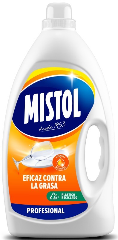 Mistol Lavavajillas Líquido Profesional 4L – Poder Desengrasante Imbatible para una Limpieza Brillante