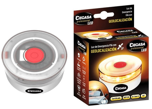 Cegasa Luz de Emergencia V16 con Geolocalización – Baliza LED Homologada DGT 3.0 para Máxima Seguridad Vial