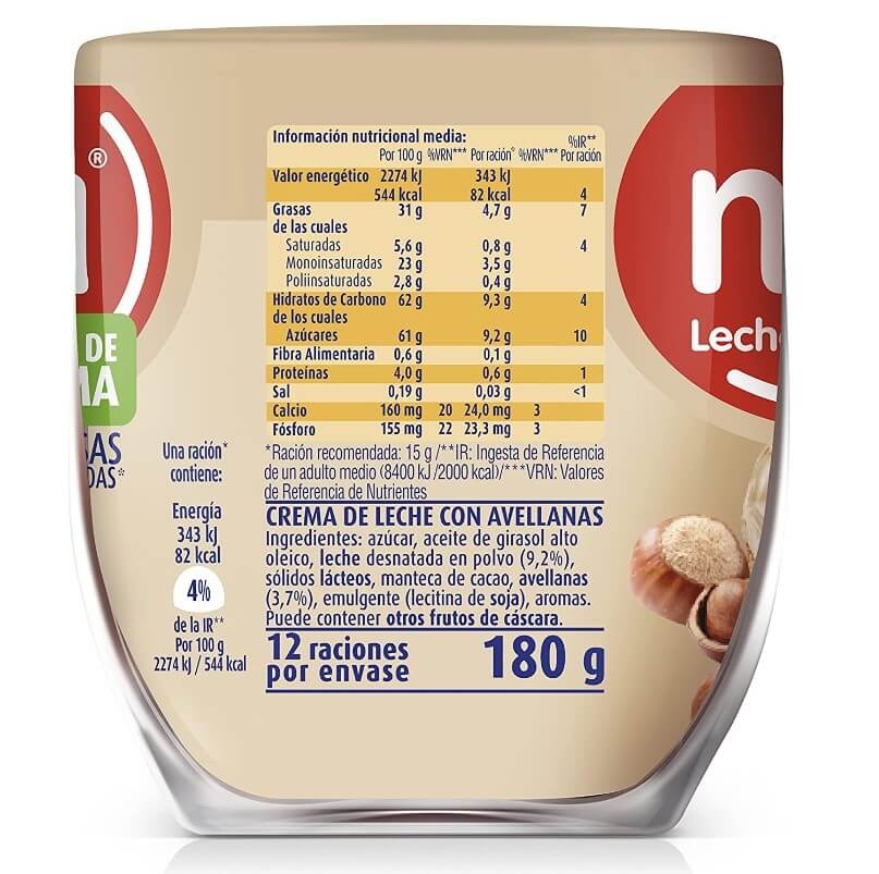 Nocilla Crema de Leche con Avellanas 180G - Sabor y Cremocidad en Cada Cucharada