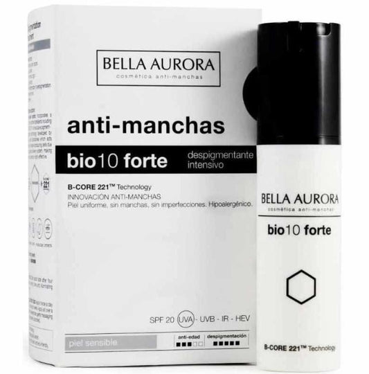 Bella Aurora bio10 forte Anti-manchas Piel Sensible 30 ml – Tratamiento Despigmentante Intensivo para un Rostro Radiante