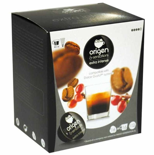 Origen & Sensations Cápsulas de Café Extra Intense 16 Cápsulas - Sabor Extra Intenso y Aroma Único