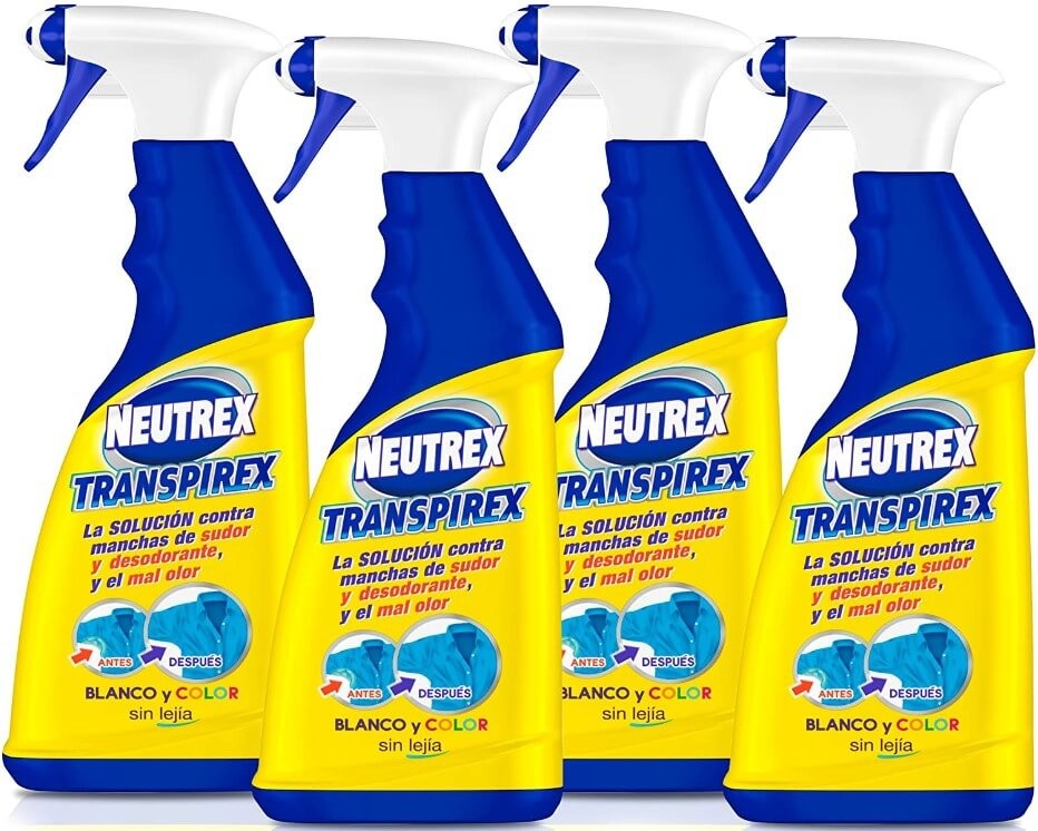 Neutrex Transpirex 600 ml Pack de 4 - Eliminador de Manchas y Olores para Ropa