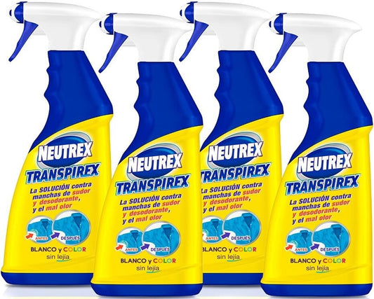 Neutrex Transpirex 600 ml Pack de 4 - Eliminador de Manchas y Olores para Ropa
