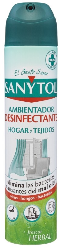 Sanytol Ambientador Desinfectante Hogar y Tejidos 300 ml - Protección Total y Frescura Herbal