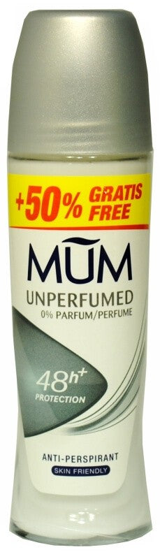 MUM Desodorante Antitranspirante Unperfumed Roll-On 75 ml - Protección Eficaz sin Perfume