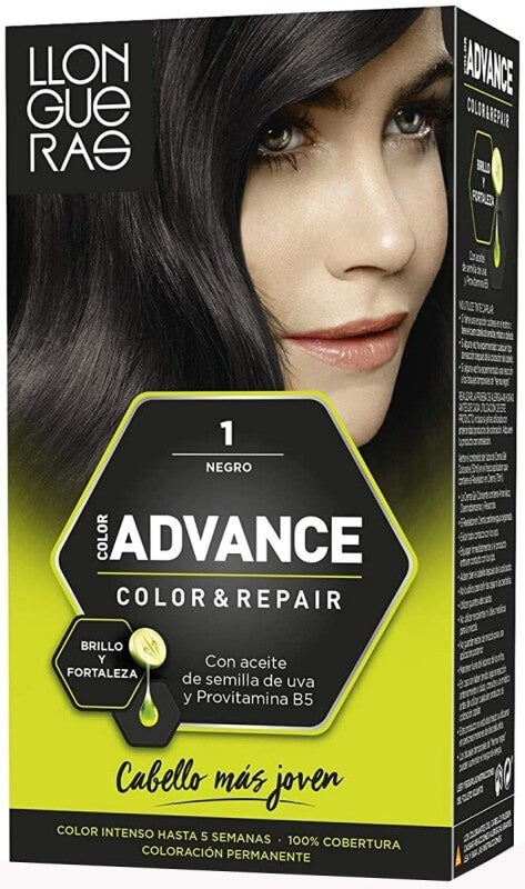 Llongueras Advance Color & Repair Negro 1 – Coloración Permanente con Cuidado Avanzado