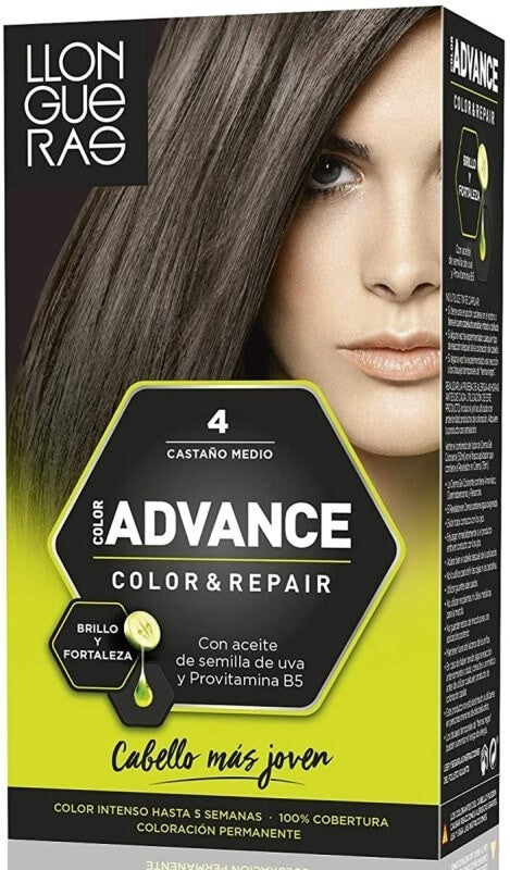 Llongueras Advance Color & Repair 4 Castaño Medio – Tinte Permanente para un Cabello Natural y Brillante